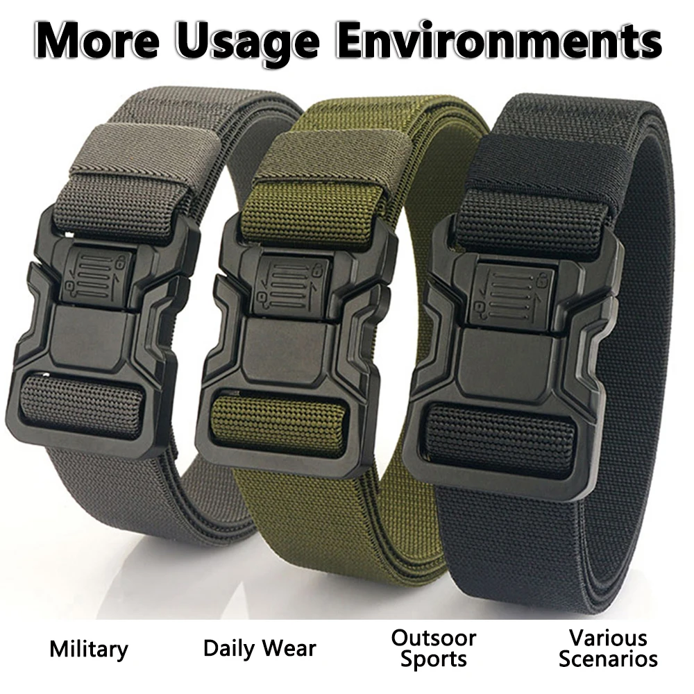 TUSHI Belt Elastic Belt for Men Aluminum Alloy Quick Release Buckle Unisex Hiking Belt Military Tactical Belt Stretch Girdle