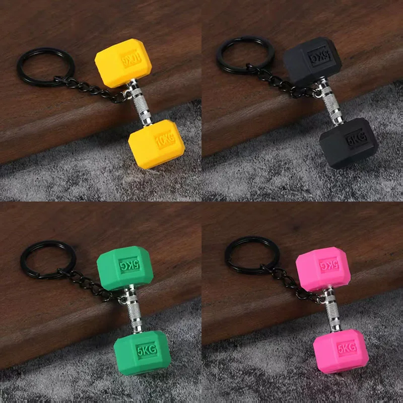 Mini llavero con mancuernas de Fitness único, mochila de goma Unisex, colgante de llave, accesorios portátiles, llavero de regalo para pareja de gimnasio, baratija