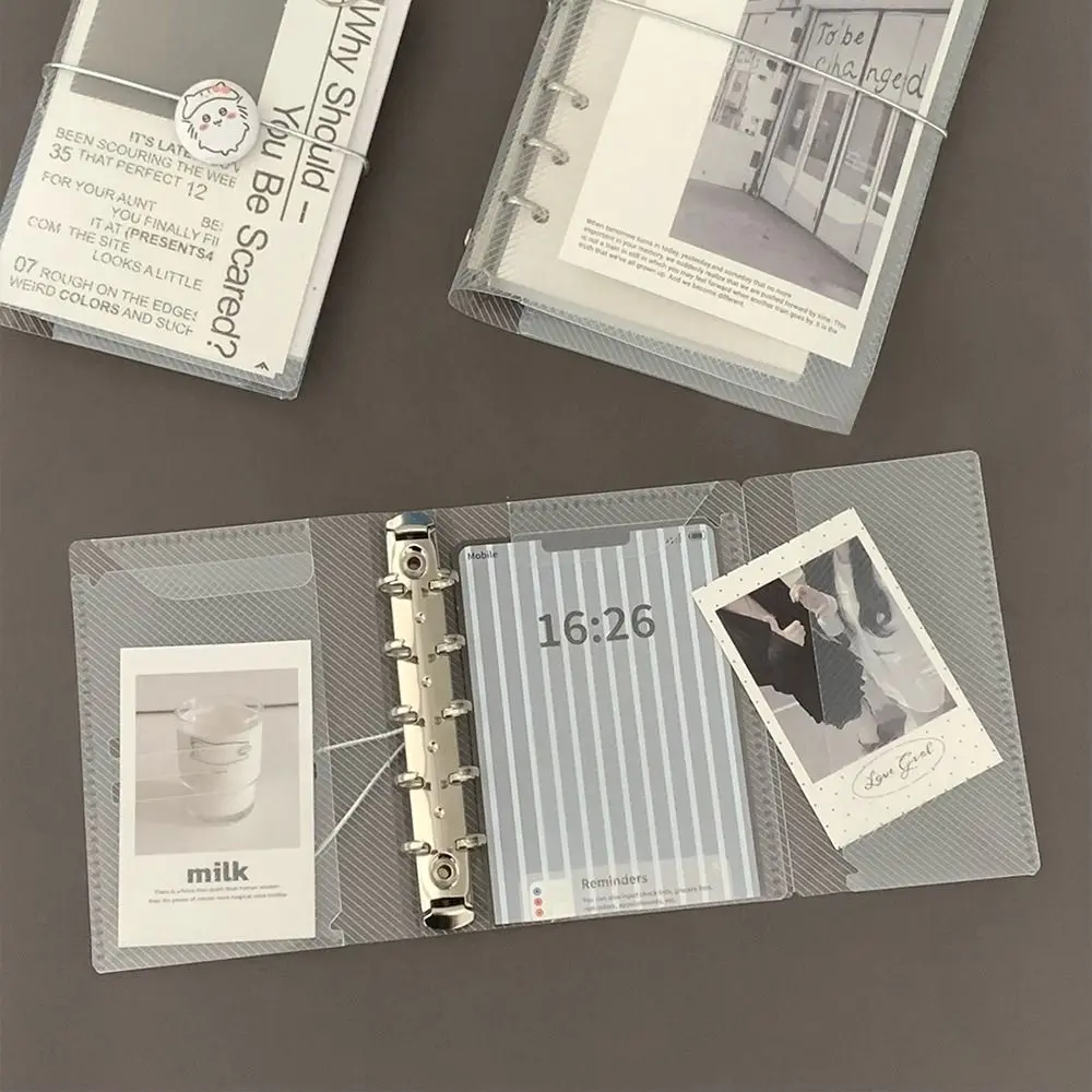 1Pcs Durable Diagonal Loose Leaf Notebook Cover Three Fold Mini M5 A7 A6 Portable Sticker Small Card Photo Storage Ledger