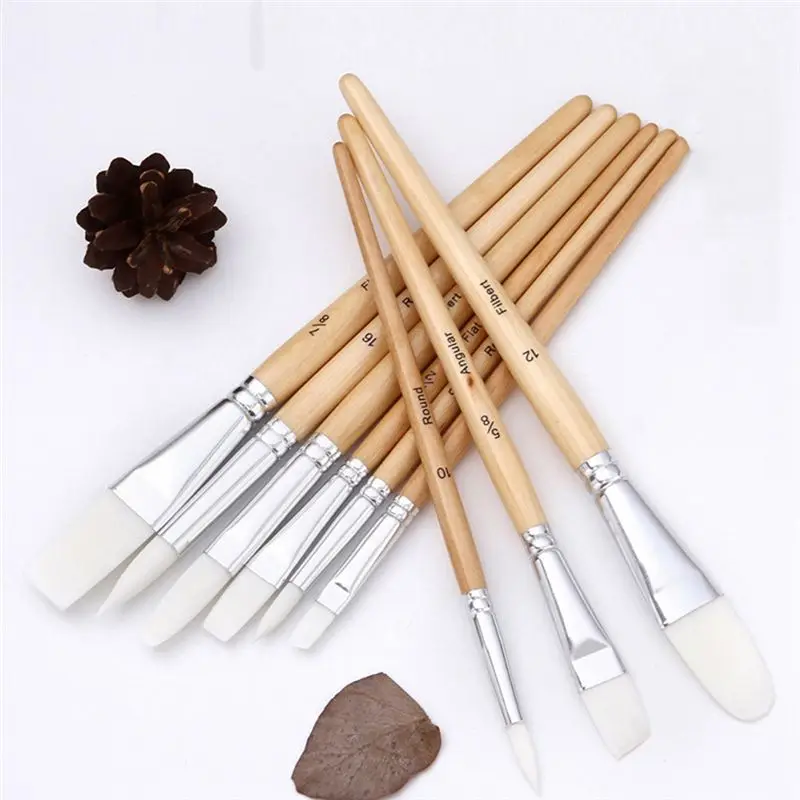 Learned- Basics Paint Brush Set Multi-Shaped Nylon Paint Brushes for Acrylic Oil Watercolor Gouache 24-Piece Brush Paint