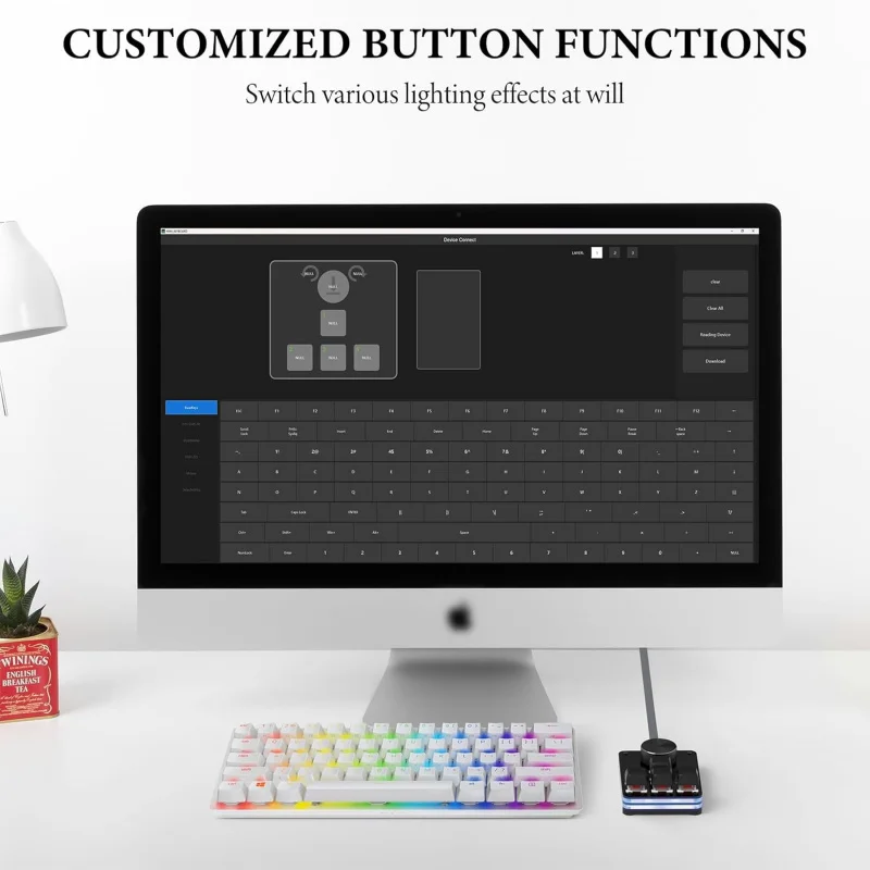 GEEKRIA USB Mini 4-Key+Knob Mechanical Gaming Keyboard,RGB Silent Red Axis Compatible with Windows Xp/7/8/10/11 and Mac OS
