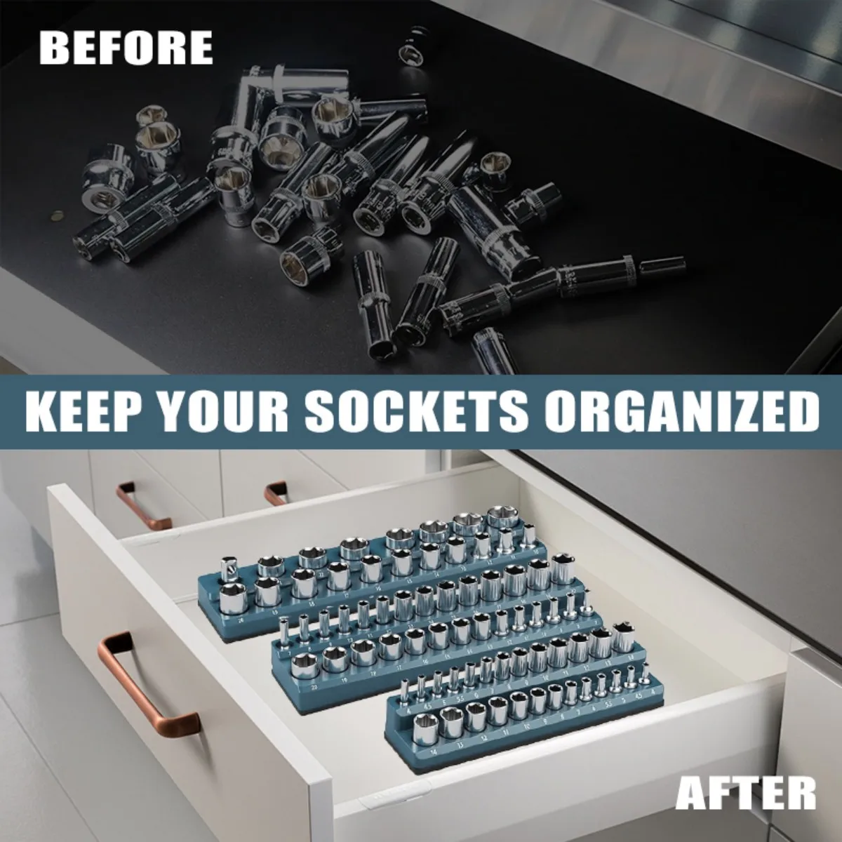 Professionele Magnetische Socket Houder Drive Metrische Socket Organizer Opslag Installatie Tool Kit 3 stks/set
