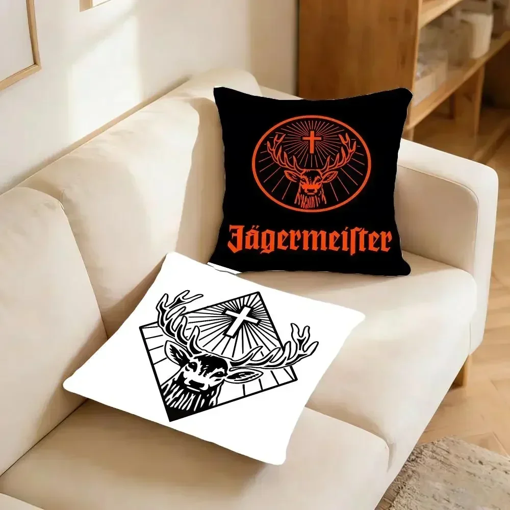Brand Alcohol Jagermeister Cushion Cover Warm coral fleece Cute kawaii plush Kawaii mascot throw