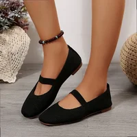 Women Casual Knitted Ballet Flats Shoes 2025 Comfortable Anti-slip Strap Loafers Mary Jane Lightweight Daily Walking Sneakers - Image 2