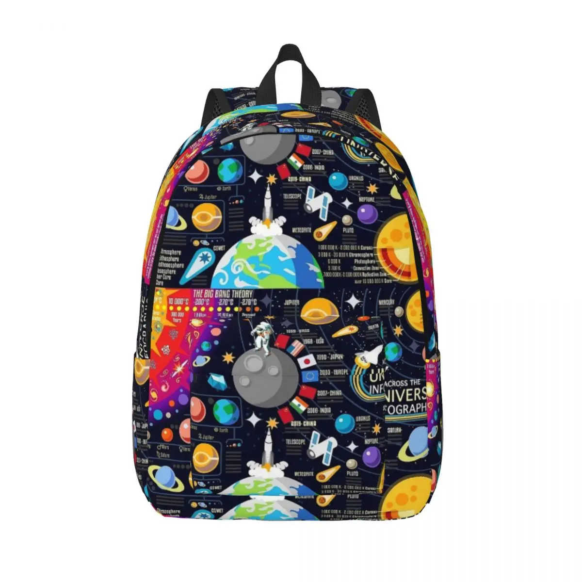 Cosmic Exploration Astronomy Casual Backpack Outdoor Student Work Space Planets Astronauts Daypack Men Women Laptop Shoulder Bag