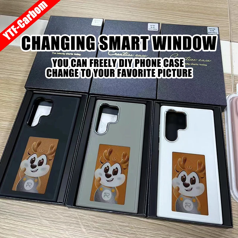 YTF New 4-color smart ink screen DIY unlimited screen projection function mobile phone case For Samsung Galaxy S24 ultra