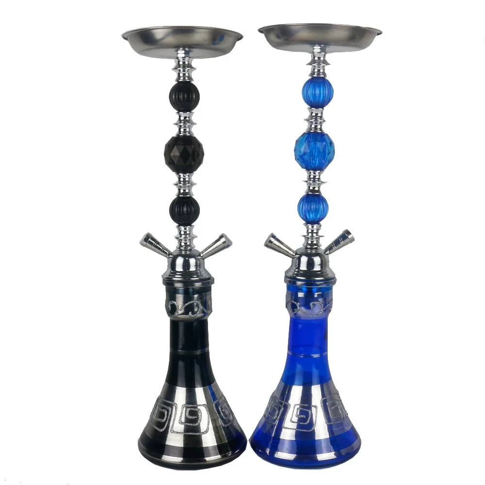 

Hookah Set, Large Size 2 Hoses Blue Black Glass Hookah Set, Complete With Hookah Accessories