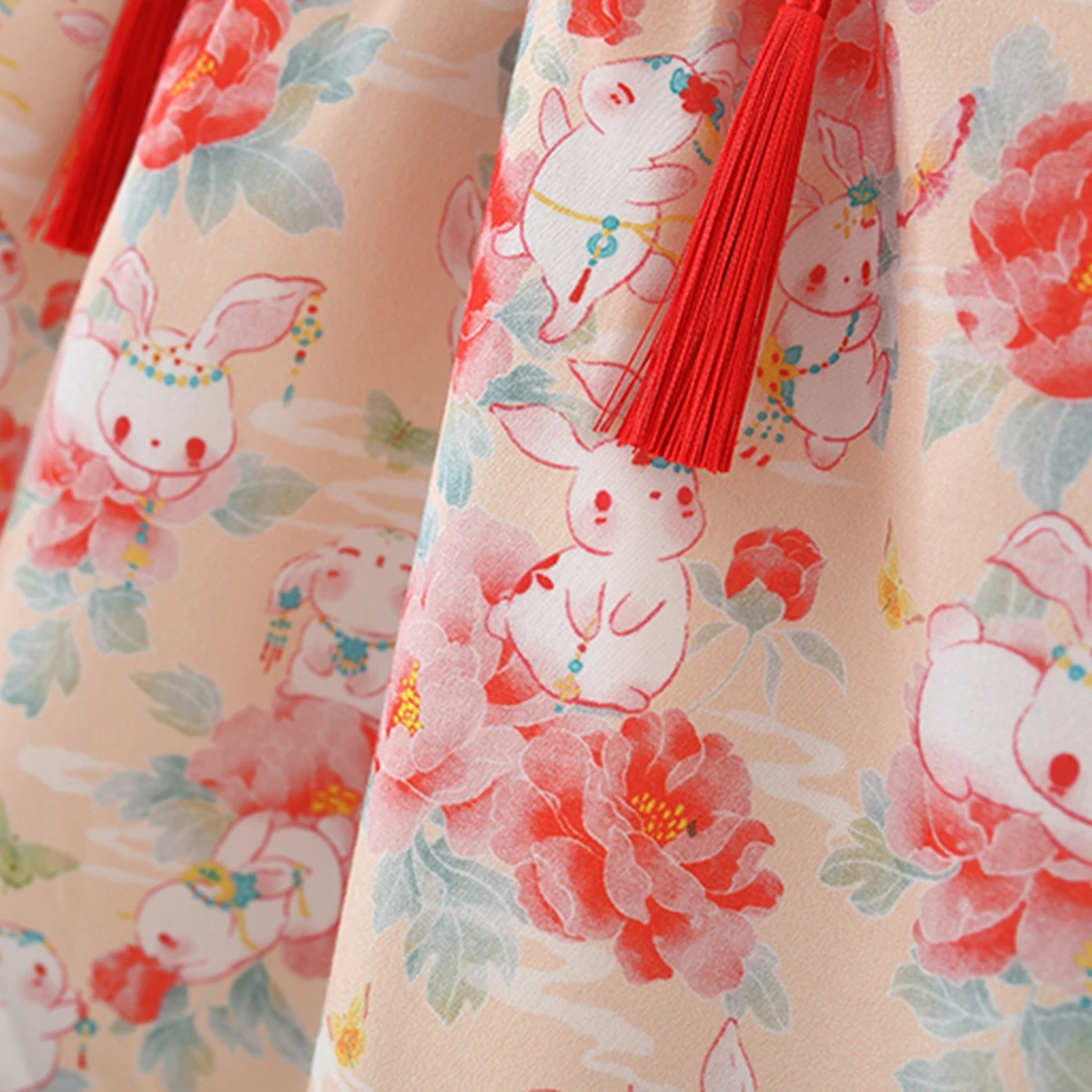 Baby Girl Dress Cute Rabbit Printed Cotton Dress Traditional Chinese Style Baby Cheongsam