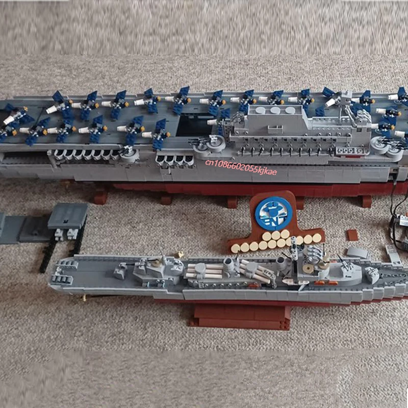 9829PCS  Military MOC CV-6USS Enterprise battleship warship Model DIY creative ideas high-tech block Toy Assembly Puzzle Gift