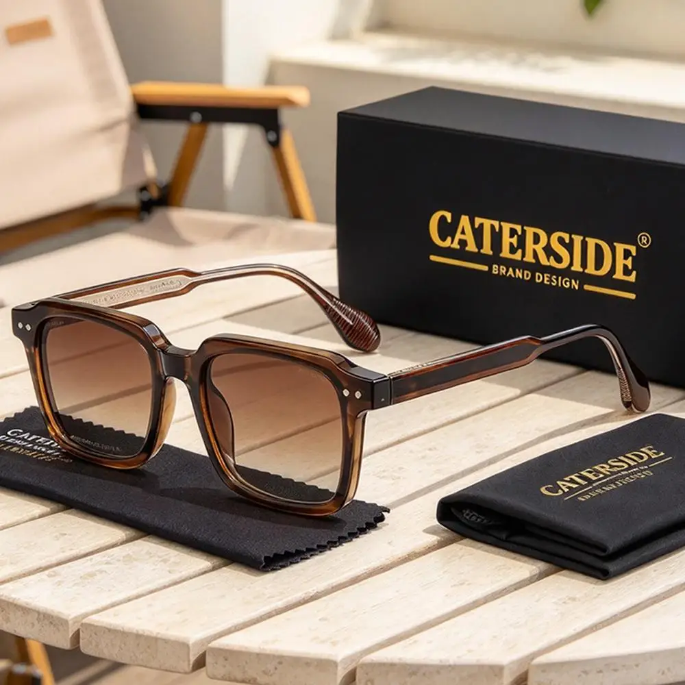 CATERSIDE Men Fashion Sunglasses Square Design Propionate Pin Temple Glasses Women Outdoor Travel Street shopping Eyewear