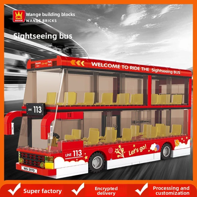 

City Transport Sightseeing Bus Micro Block | Kids DIY Assembly Toy | Educational Public Bus Compatible Building Bricks