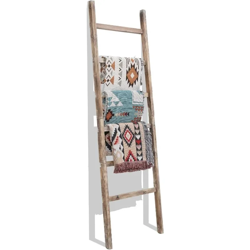 6.4ft Extra Wide Wooden Blanket Ladder Living Room Decorative Wal Leaning Farmhouse Quilt Display Holder Rustic