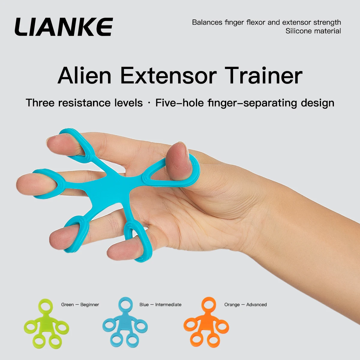 Finger training tool, “Alien” style—for rock climbing and fitness to build hand strength, with three resistance levels to choose