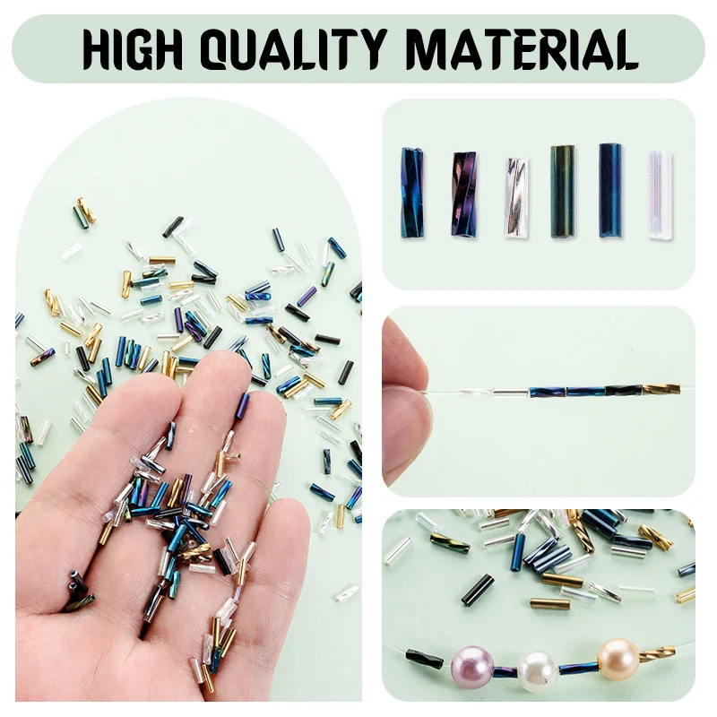 2400Pcs/Box Tube Bead 2x6mm Twist Bugles Glass Beads Helical Seedbeads For DIY Bracelet Jewelry Dress Making Garments Accessory