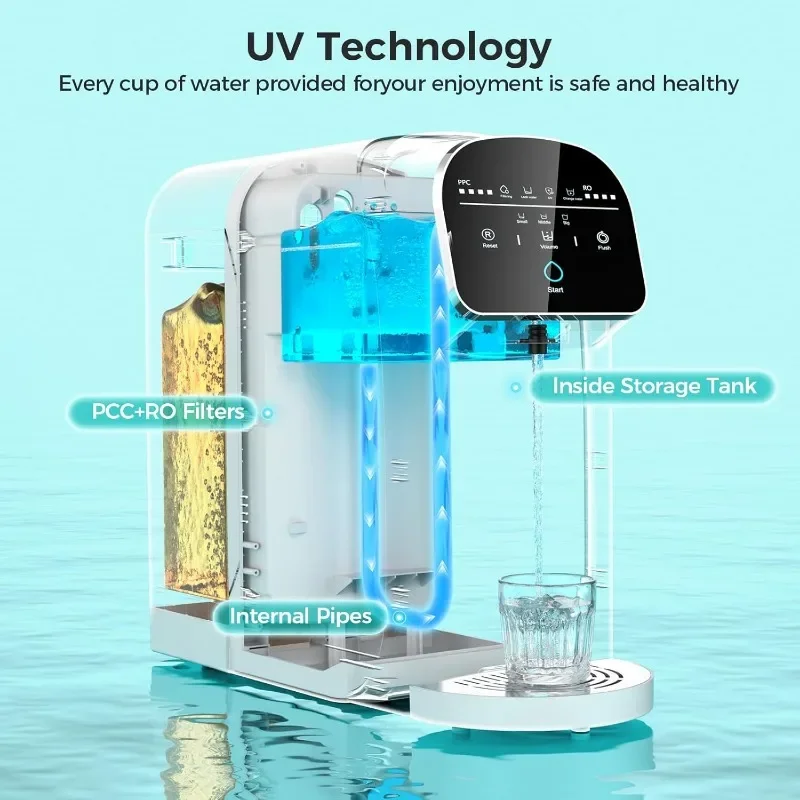 UV 카운터 탑 역삼투 시스템 정수 필터, 5 단계 RO 정수 여과 시스템, NSF/ANSI 42 인증, 5:1 순수 배수