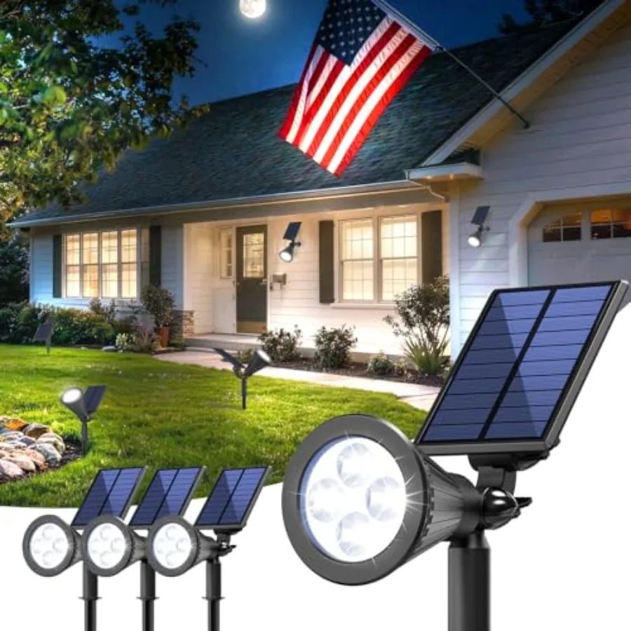 

Solar Lights Outdoor Waterproof, Light, 2 Lighting Modes, Solar Powered Spotlights for Yard Garden Solar Spot Lights for Flag L
