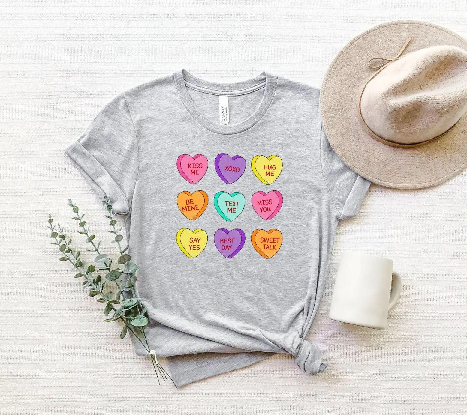 Valentine'S Day Love Words Hearts T Shirt Valentines Gift Conversational Kiss Me Hug Xoxo Be Mine