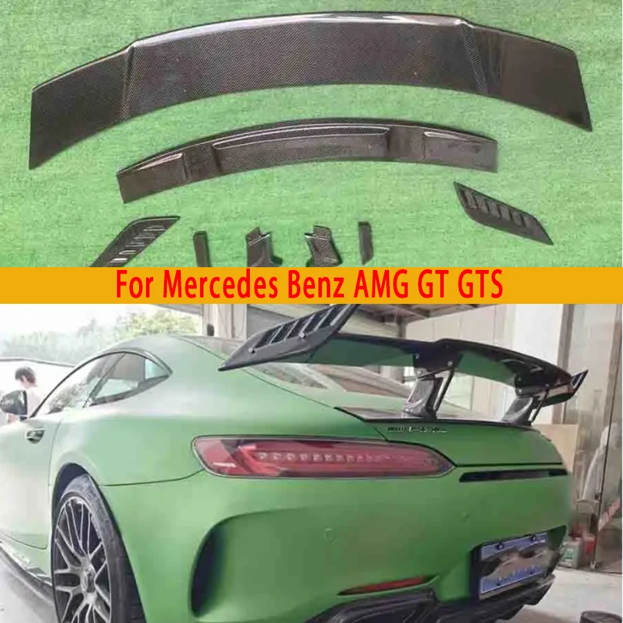 

For Mercedes Benz AMG GT GTS R Style Carbon Fiber Tail fins Rear Trunk Spoiler Guide Wing Rear Wing Diverter Car Accessories