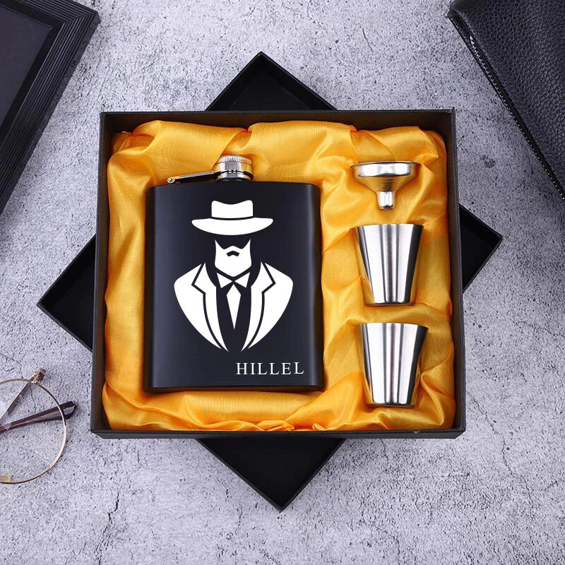 

Personalized Flask 6oz Hip Flask Stainless Steel Engrave Flask Best Man Groom Gift White Box Packing Wedding Customized Logo