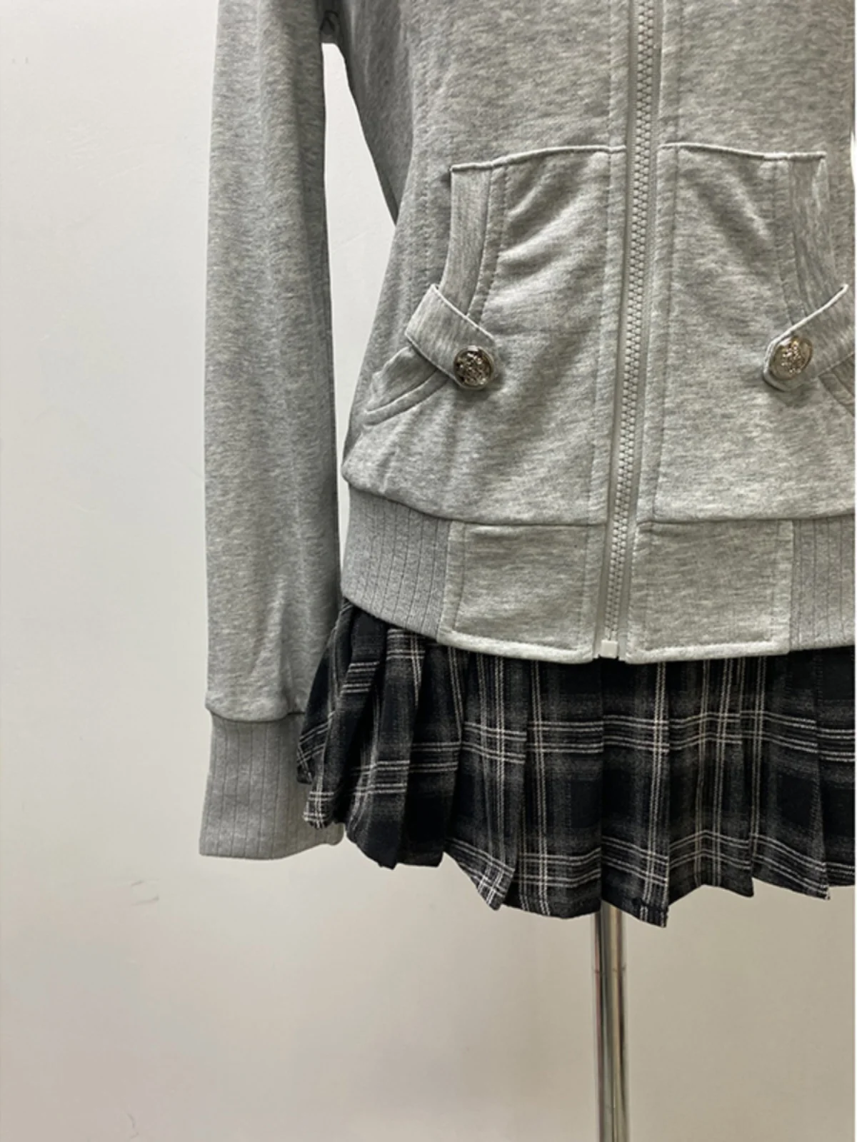 Heya Original ey Felpa con colletto Jaet Donna Autunno Inverno American Retro Top Trendy Tubo dritto Pendolarismo Sle Zip...