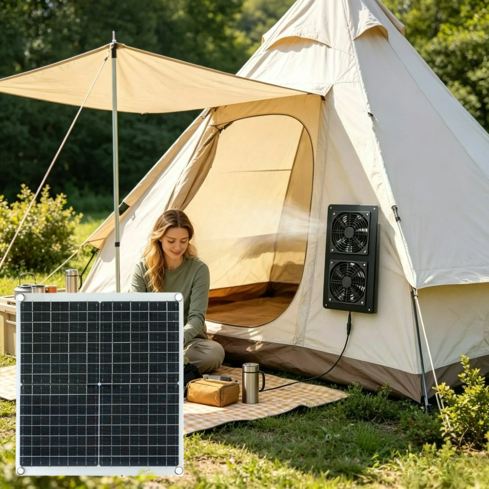 Outdoor Monocrystalline 20W 30W Solar Dual Exhaust Fan IP65 Waterproof Air Circulation Fan for RV Greenhouse Chicken Coop Pet