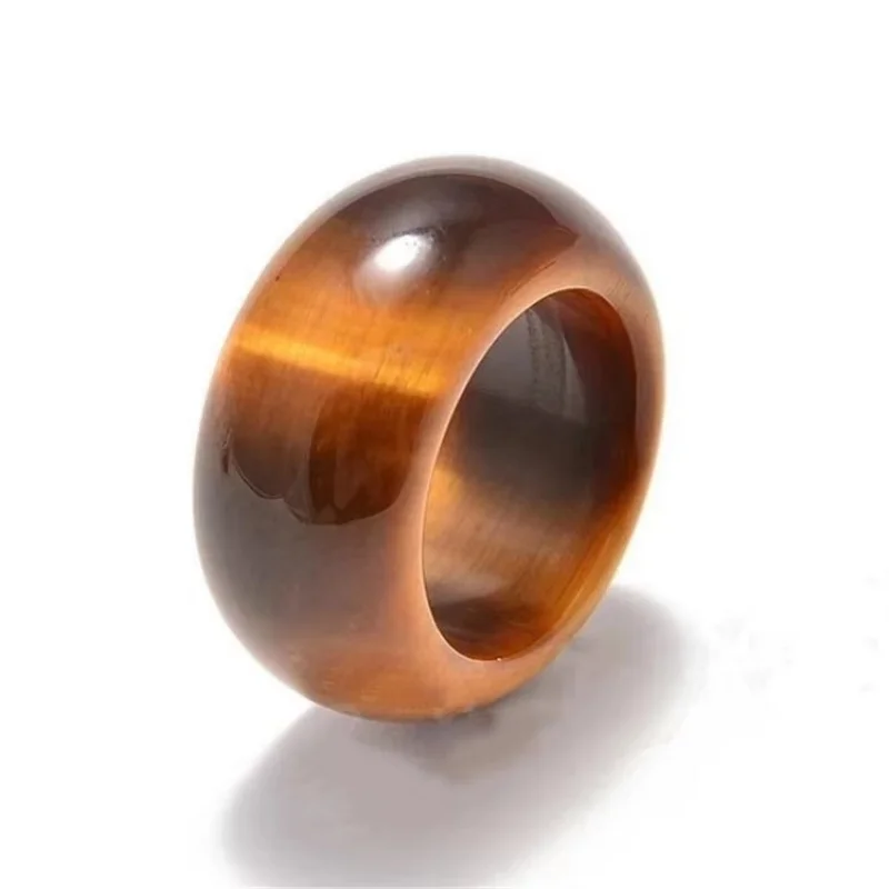 

Real Tiger Eye Natural Stone Gold Yellow Nickles Rings Women Men Jewelry Lucky Accessories Unisex