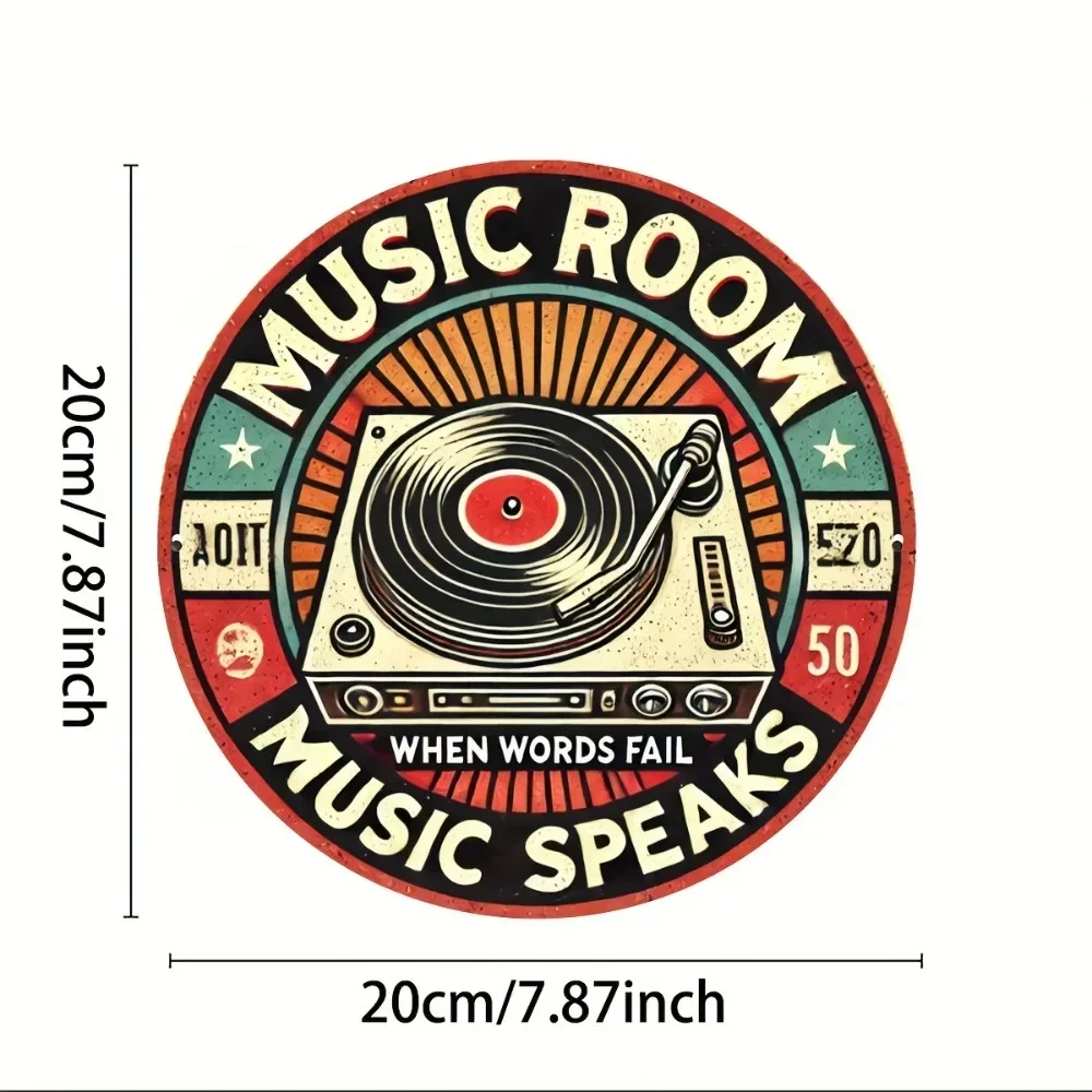 Vintage Metal  Music Lovers' Bedrooms, Cafes and Bars with This Metal Sign Featuring A Unique Gramophone Retro Design.