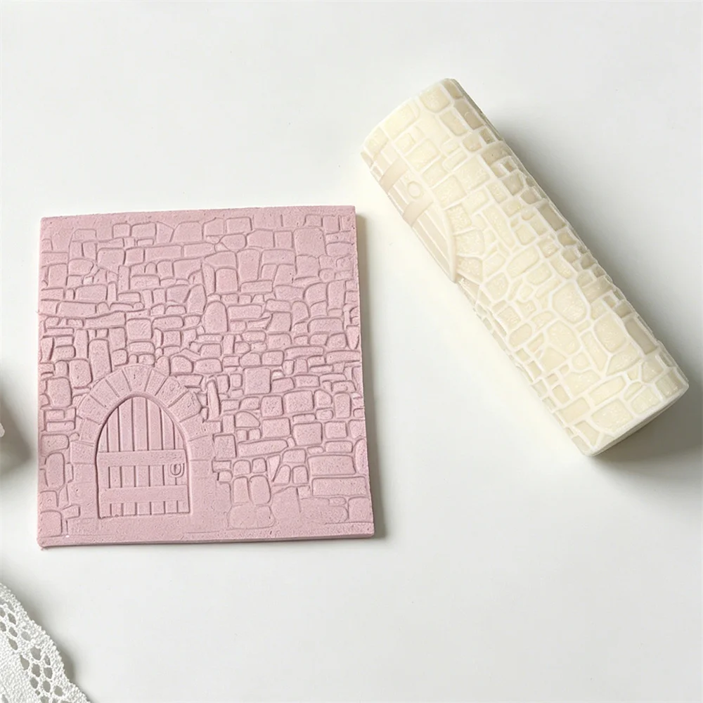 1pc Stone Wall Door Texture Roller,Brick Arch Gate Emboss Roller for Foam/Clay Tabletop Maps Miniature Scenery