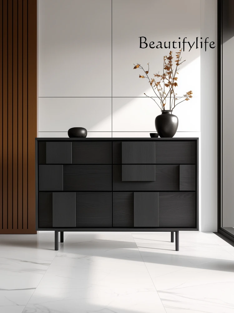 

Solid wood six-chest cabinet, ash wood edge cabinet, bedroom locker, antique living room entrance storage cabinet