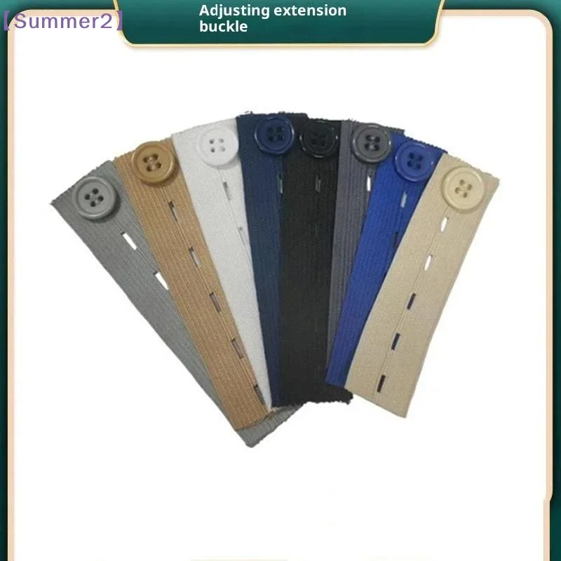 

5Pcs Soft Elastic Waist Button Extenders With Adjustable Holes Multicolor Unisex Pant Extender Belt For Tight Jeans Trousers{S}