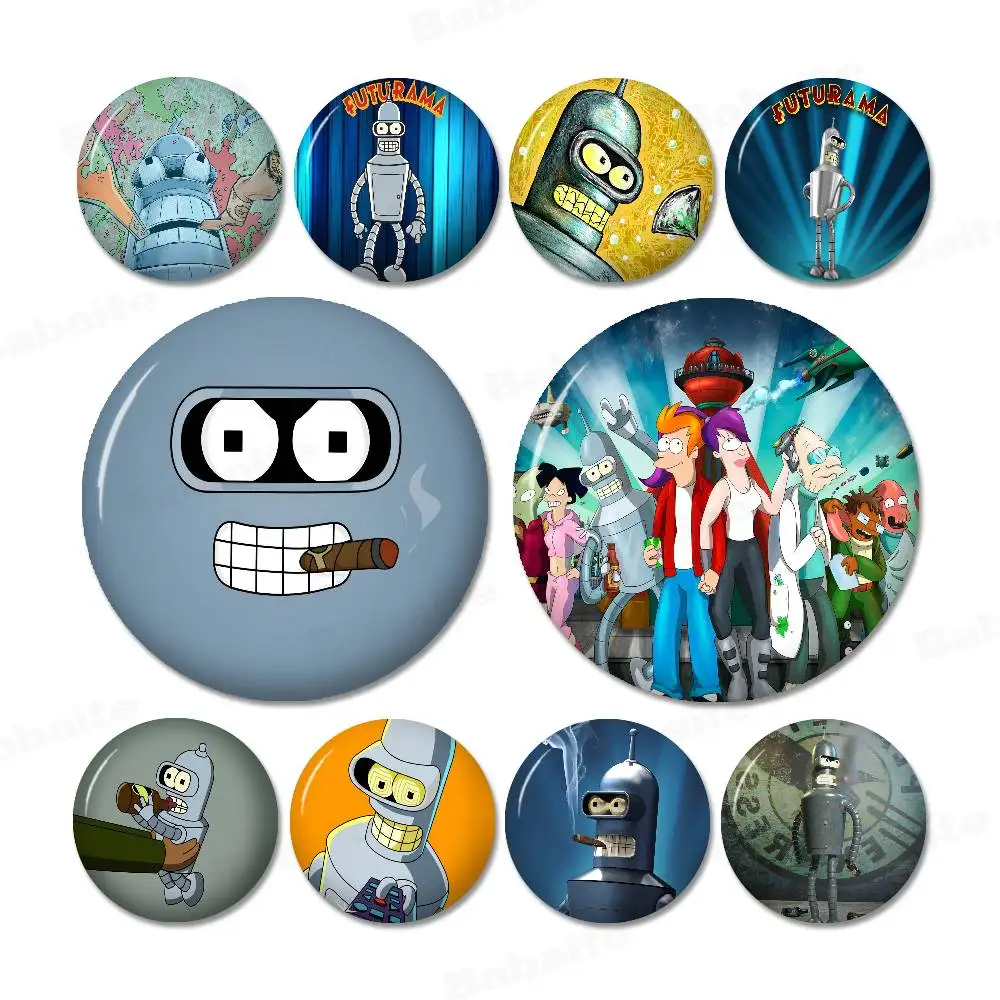 F-Futuramas-Bender Tinplate Soft Button Pin Brooch Metal Badge Custom Jewelry Accessories Hat Bag Lapel