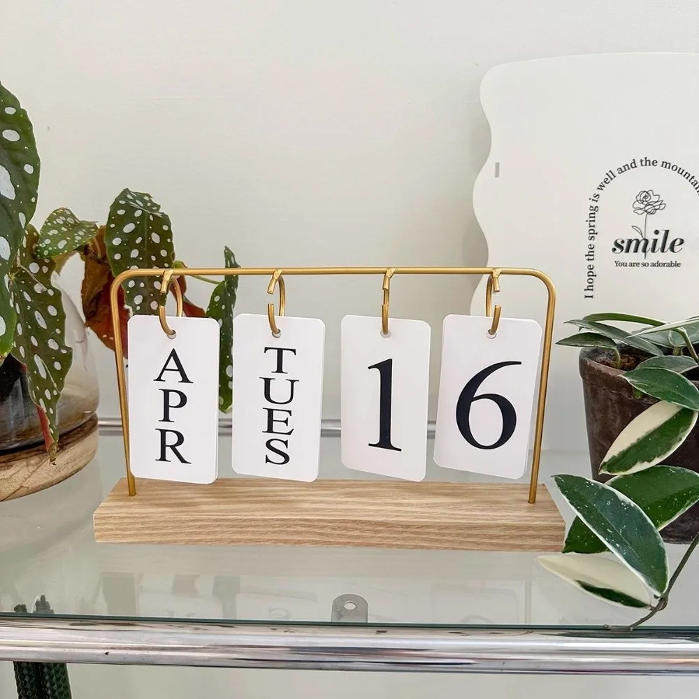 New Wooden Desktop Flip Calendar Vintage Creative Series Standing Calendar Date Display DIY Wooden Calendar Office Decoration