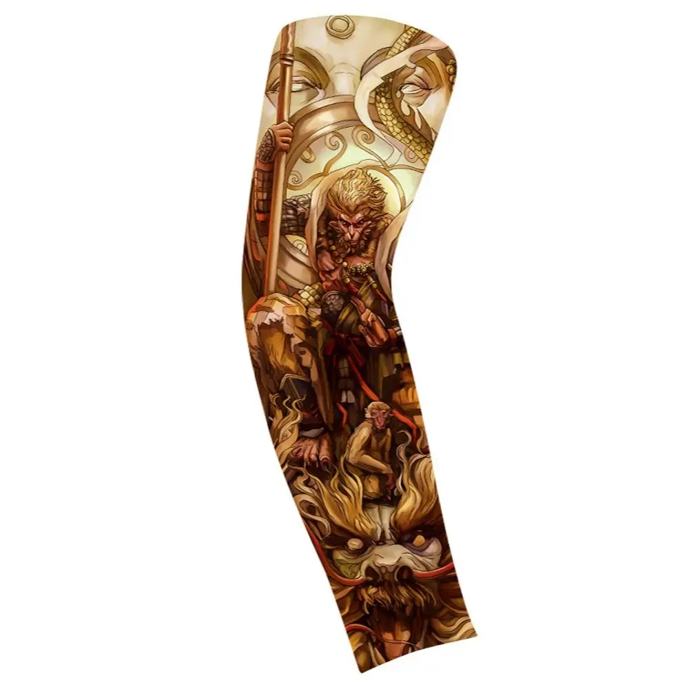 Flower Arm Pattern Flower Arm Tattoo Sleeve Breathable Elastic Sun Protection Cover Seamless Long-sleeved Men Sunscreen Sleeve