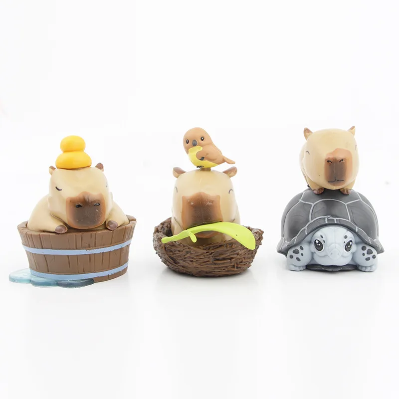 Gashapon Capsule Toy Cartoon Animals Capybara kawaii Doll Toy Action Fiugre Model Ornaments Decoratoion Children Birthday Gifts