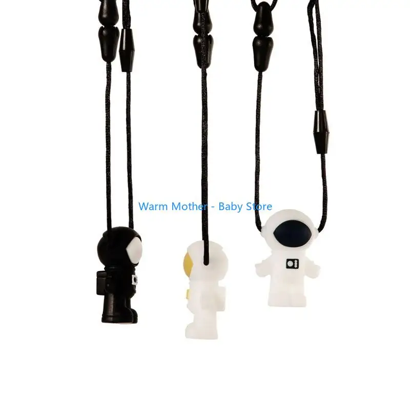 

Baby Silicone Astronaut Teether Autism Sensory Chewing Necklace Toddler Teething Soothing Toy Infant Pain Relief Soother 57QE