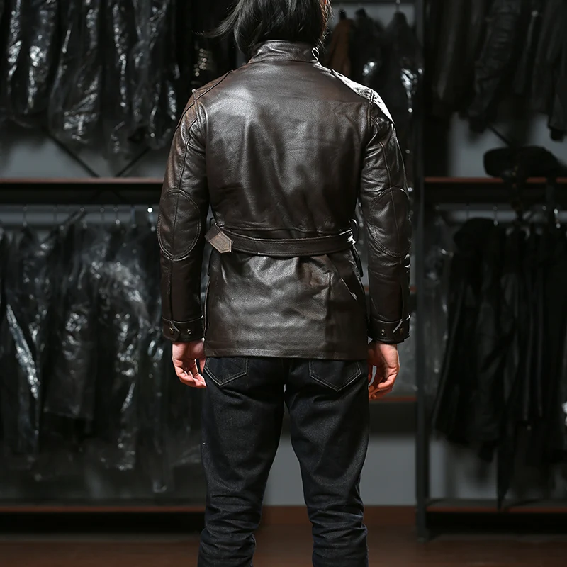 Fashion Top Motorcycle Black Real High Quality Unisex Design England Style Hunting Men's Genuine Leather Cowhide Jackets