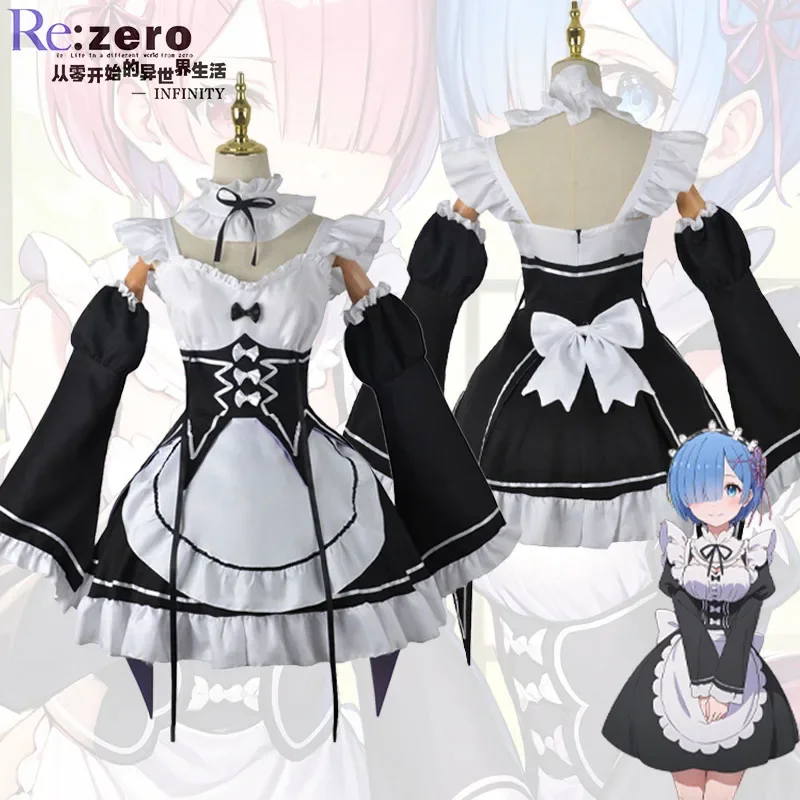 

Ram Rem Cosplay Costume Anime Re:Life in a Different World from Zero Girls Maid Dress Carnival Role Play Uniform Lolita Women