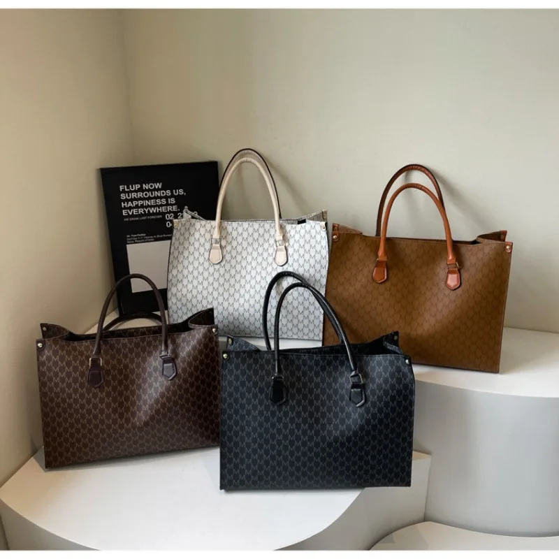 حقائب يد مطبوعة بأحرف، سعة كبيرة، عصرية ومتعددة الاستخدامات، سهلة التنقل، حقيبة يد نسائية بكتف واحد #1