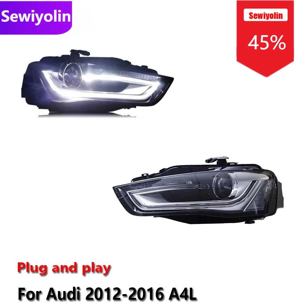 

Автомобильные светодиодные фары DRL в сборе для Audi A4L 2012-2016, противотуманные фары DRL, стоп-сигнал поворота Plug and Play