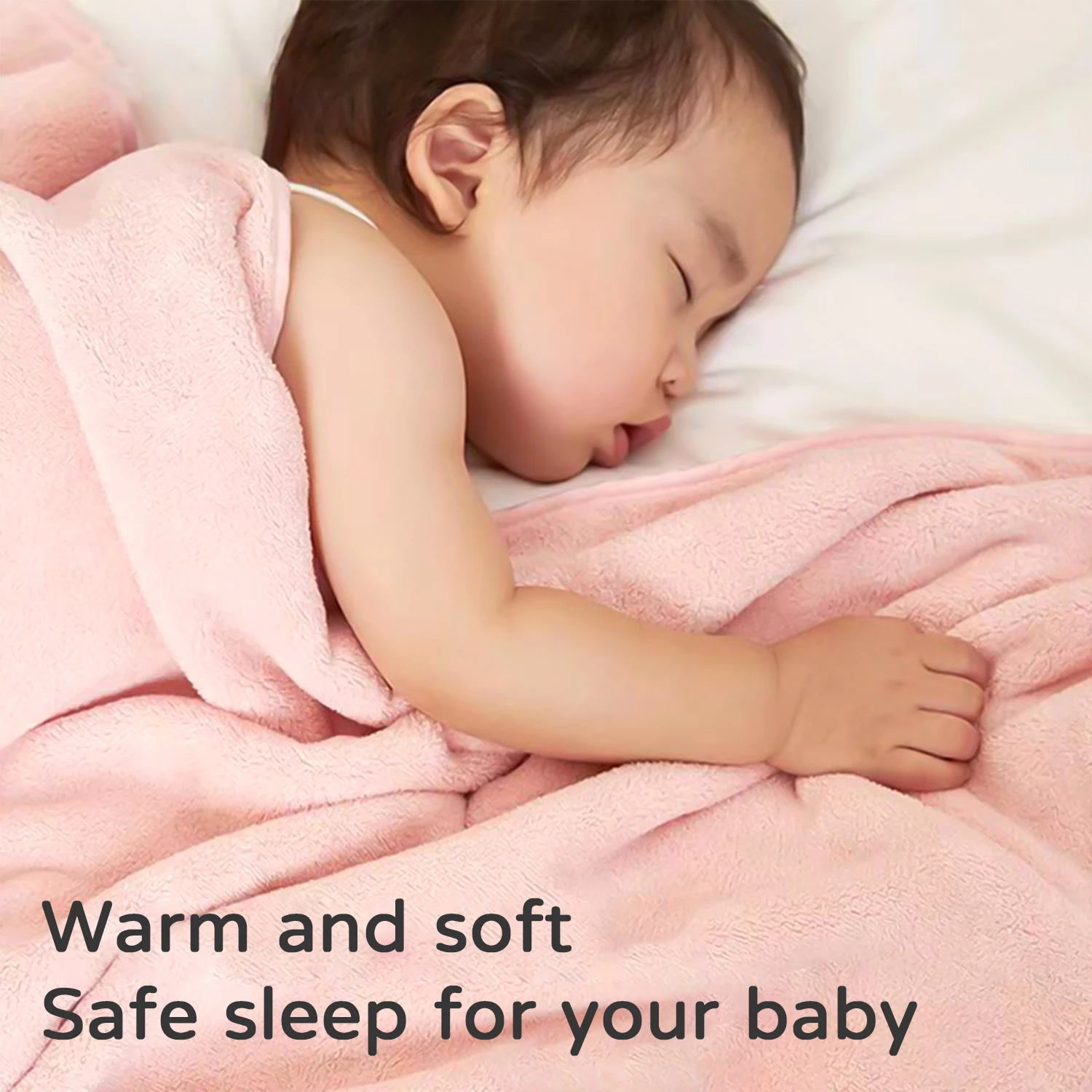 Soft Baby Blanket, Plush Material, Skin-Friendly for Newborns, Solid Color