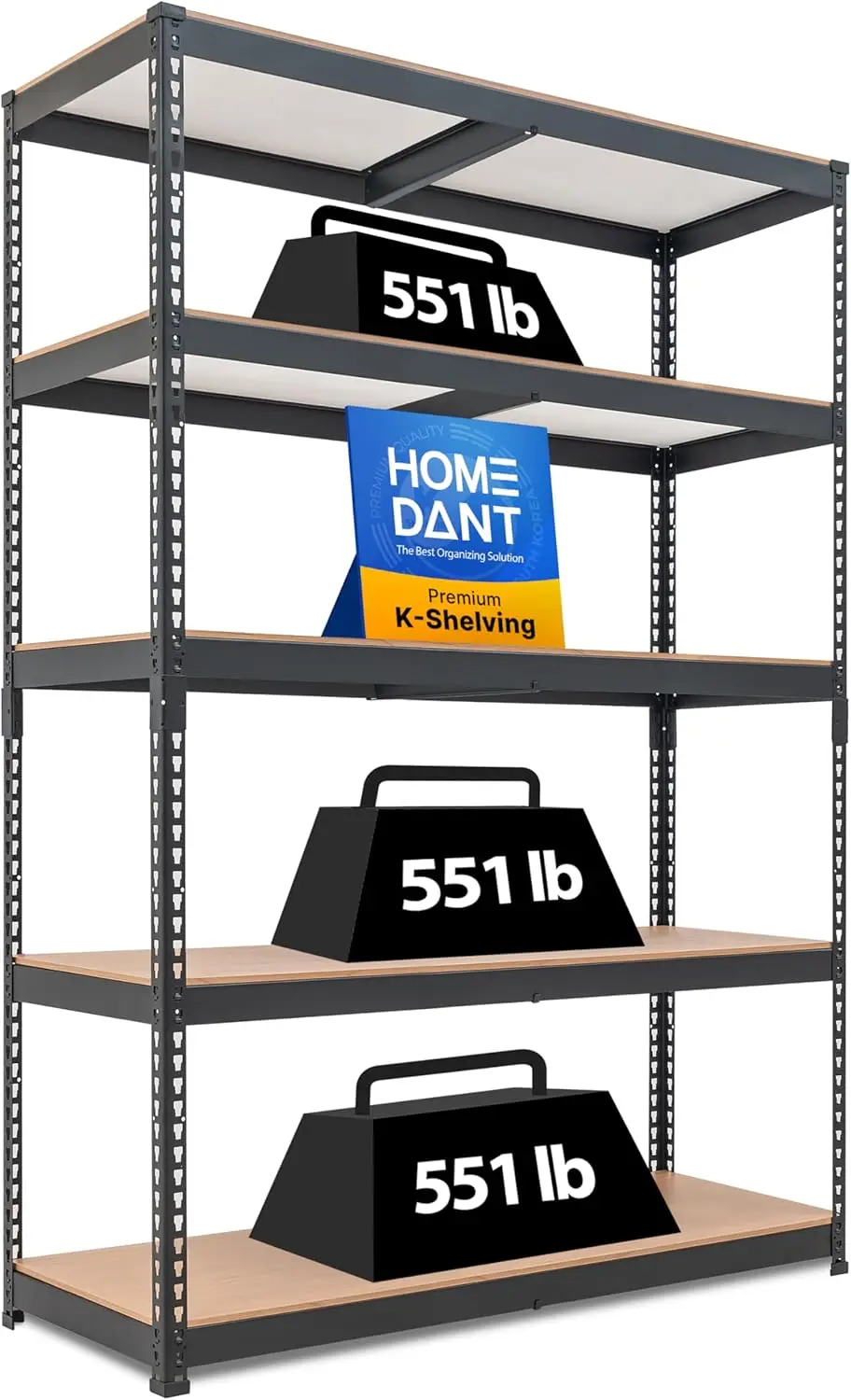 

5-Tier Heavy Duty Adjustable Metal Storage Rack, 264 lbs Capacity, Easy Assembly for Garage Basement Warehouse Organization