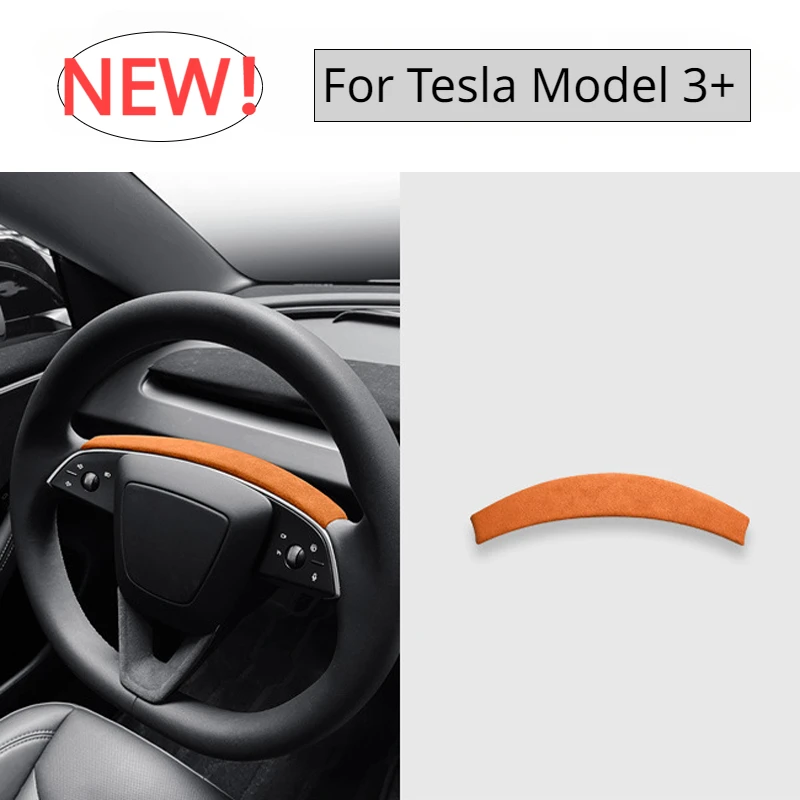 Steering Wheel Trim for Tesla Model 3+ Alcantara Suede Steering Wheel Trim Panel New Model3 Highland 2024 Interior Accessories