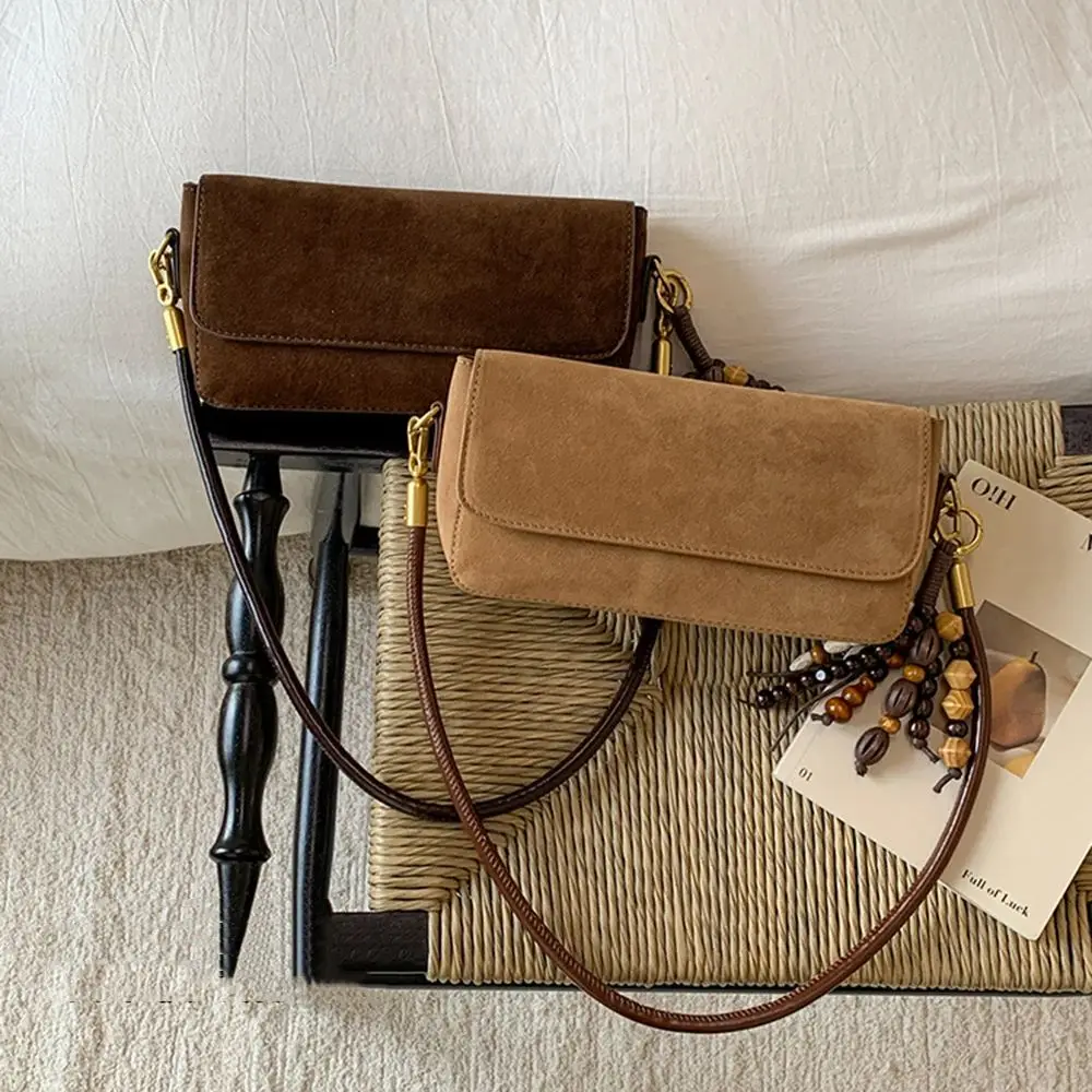 

Замшевая простая модная сумка на плечо для женщин, осень 2022, новый дизайнерский стиль, сумка с клапаном на одно плечо, подмышками