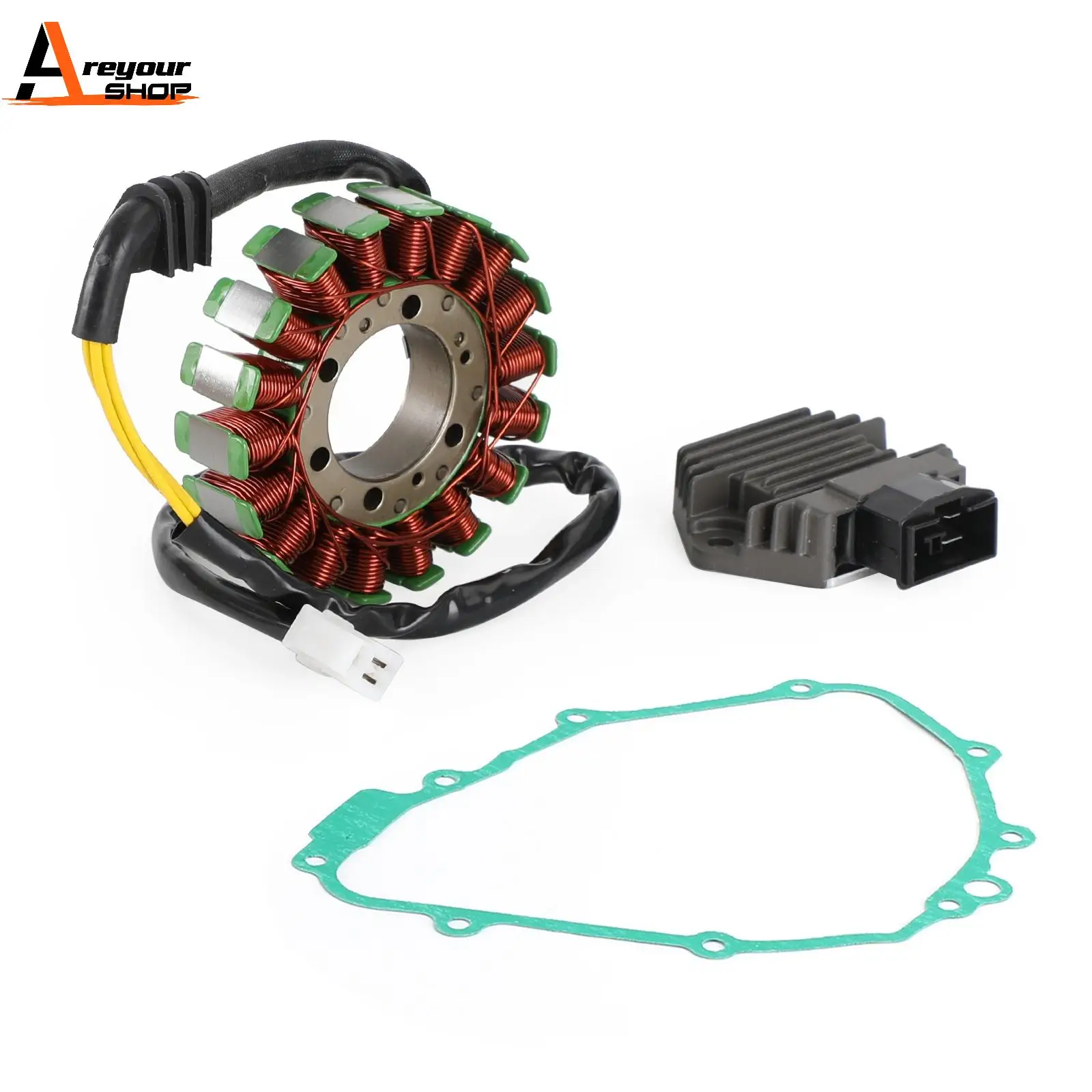 

Areyourshop Magneto Stator+Voltage Rectifier+Gasket For Honda CB600F Hornet 2003-2006 2005 2004 31120-MBZ-611 31600-KFG-861