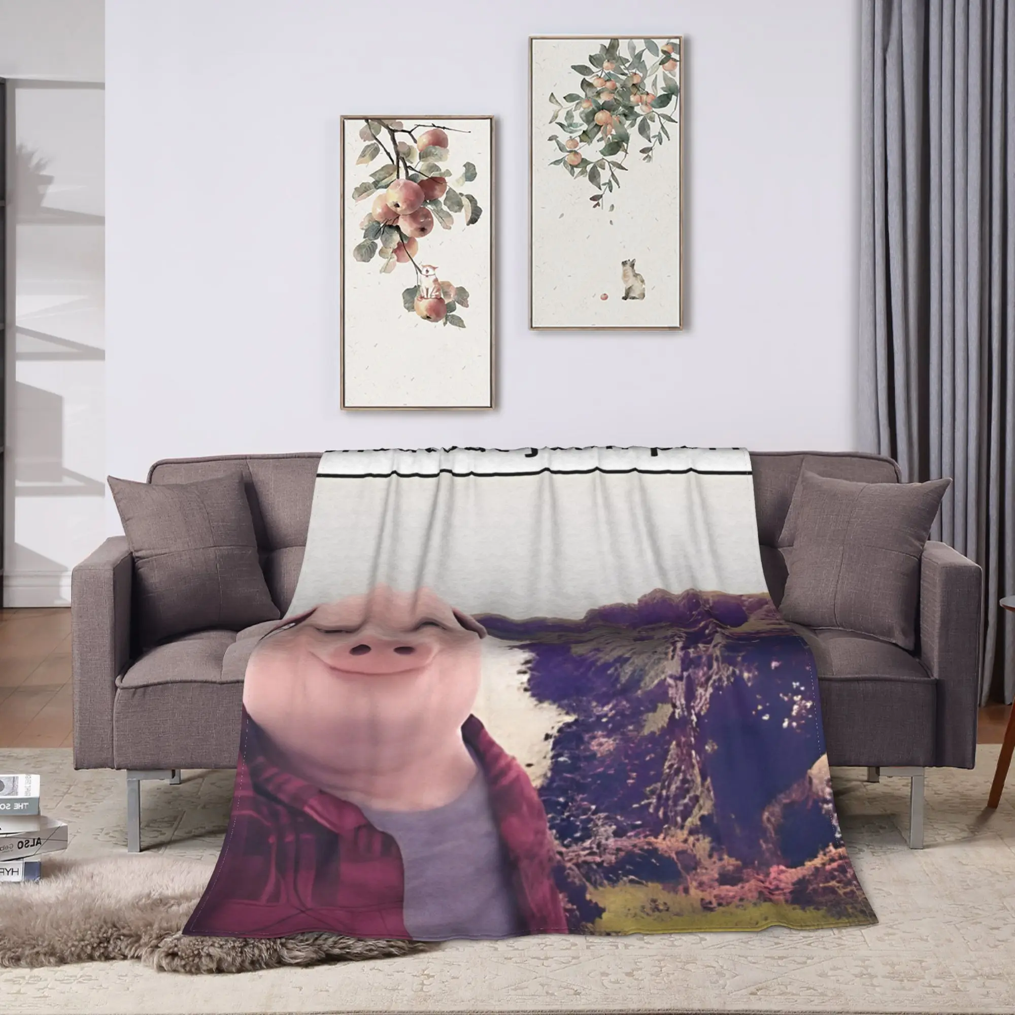 John Pork Is Calling Answer Call Phone Pig Flannel Blankets  for Living Room Airplane Travel Graphic Bedspread Sofa Bed Cover