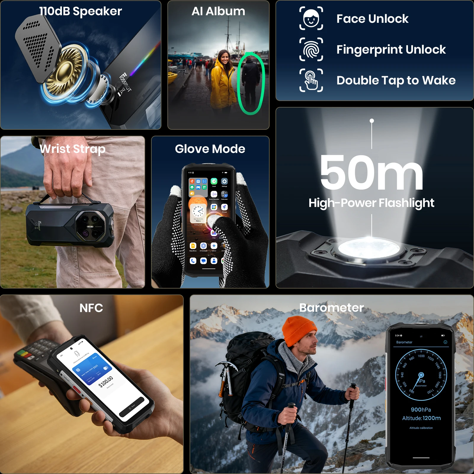 FOSSiBOT F113 هاتف ذكي متين غير مقفول، 36 جيجابايت + 256 جيجابايت، 20000 مللي أمبير 33 وات، أندرويد، كاميرا 108 ميجابكسل، مقاومة للماء، NFC، ضوء تخييم #6