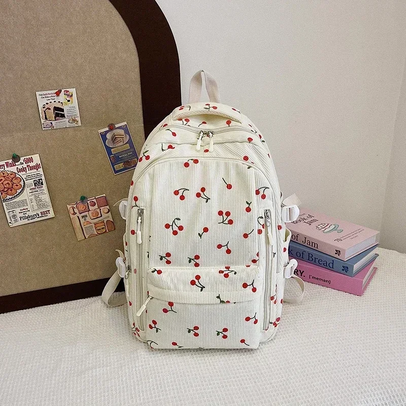 

Casual Softback Solid New Style School Bags Sewing Thread Large Capacity 2024 High Quality Bags for Women Zipper Nylon Backpacks