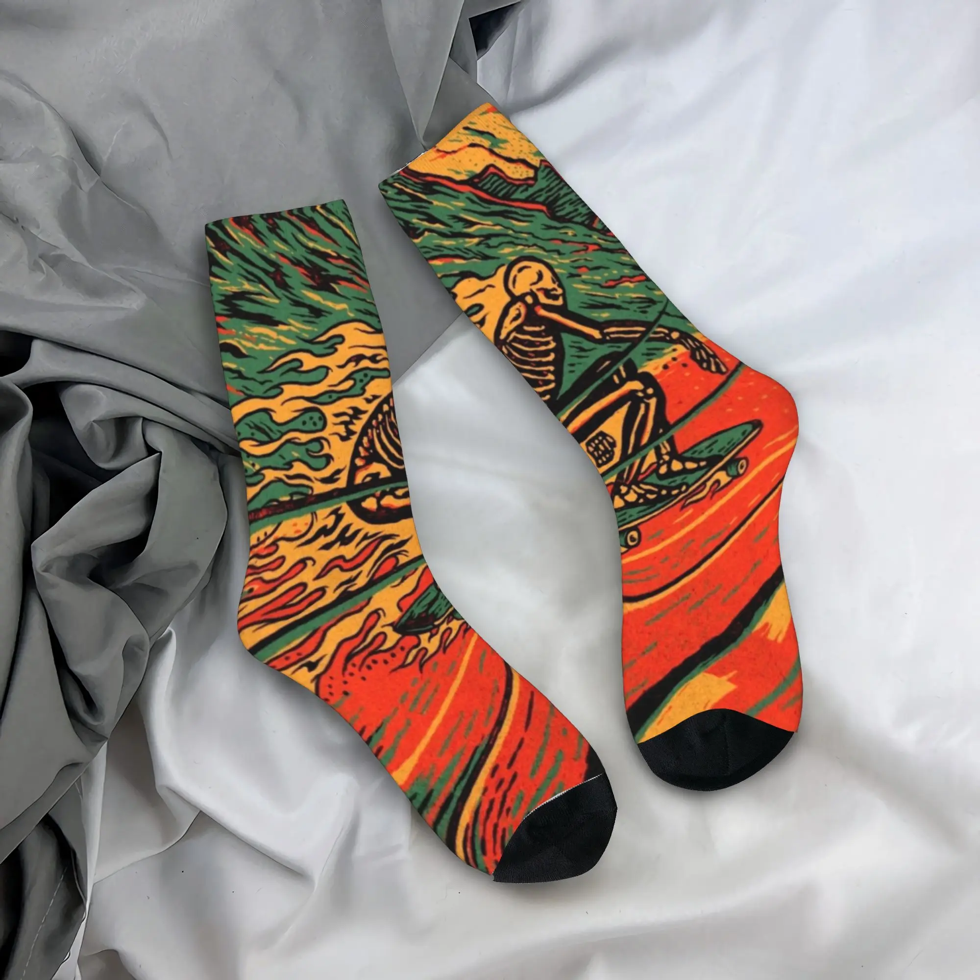 Retro Highway Rider Socks  Anti Skid Stockings Men Medium Soft Cycling Socks Autumn Harajuku Design Socks