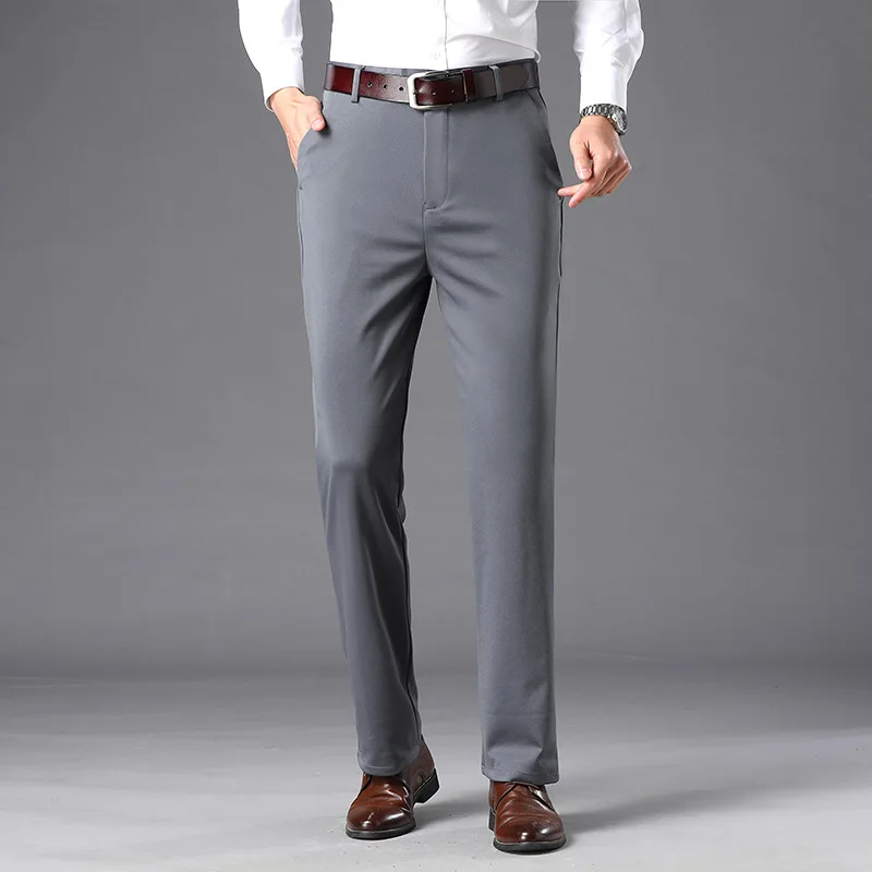 New Spring and Autumn Fashion Trend Solid Color Pocket Zipper Business Gentlemen's Pants Loose Casual Men's Comfortable Pants