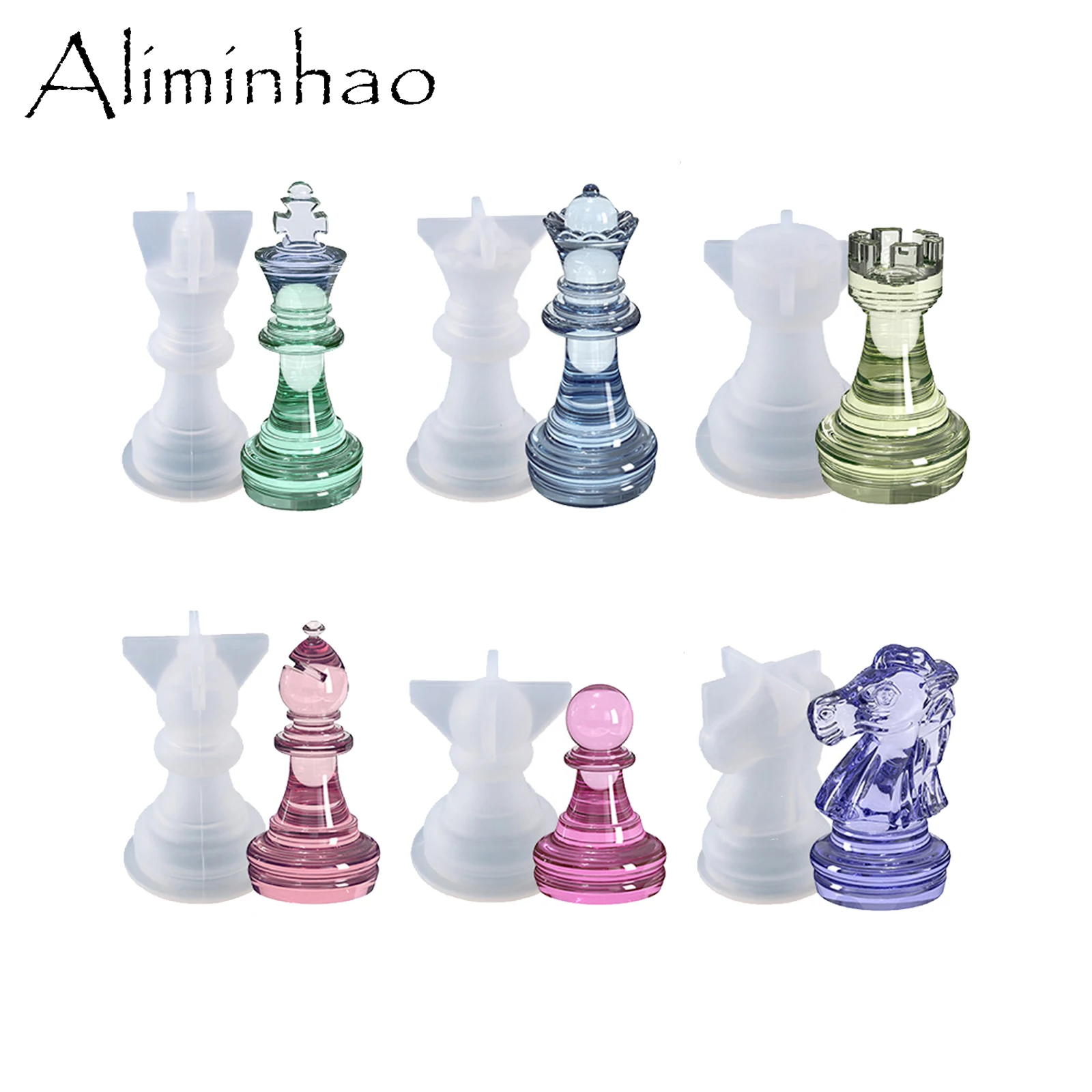 M0214 DIY Resin Epoxy Chess Board Mould 3D Chess Silicon gel Mould, Piece For Chessman Game